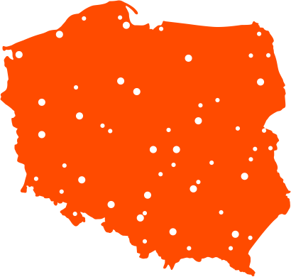 Mapa Polski z dystrybutorami Distrigo
